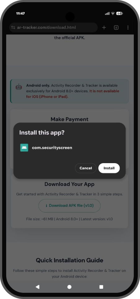 Android install this app confirmation dialog